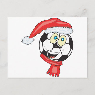 Postal Festiva Una pelota de fútbol de navidades felices con un s
