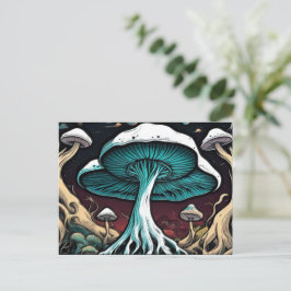Postal Festiva Una pintura de champiñones en la selva personaliza