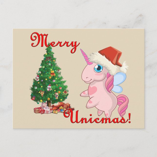 Postal Festiva Unicorn Christmas Card (Anverso)