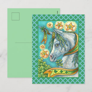 POSTAL FESTIVA UNICORN IRLANDÉS, ST. CABALLO DE FANTASÍA DEL DÍA 