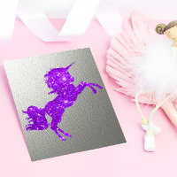 Unicornio morado Purpurina y plata metálica