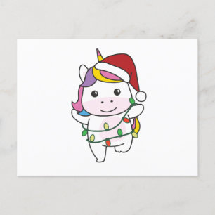 Postal Festiva Unicornio Navidades de animales de invierno festej