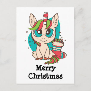 Postal Festiva Unicornio tema para navidades