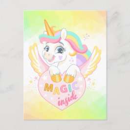 Postal Festiva Unicornios mágicos de primavera unicornio vacacion