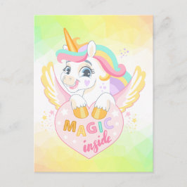 Postal Festiva Unicornios mágicos de primavera unicornio vacacion