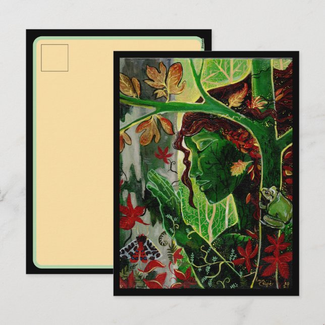 Postal Festiva Uno con los árboles Dryad (Anverso / Reverso)