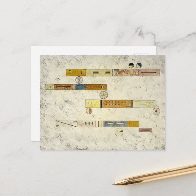 Postal Festiva Uno tras otro de Wassily Kandinsky (Anverso/Reverso In Situ)