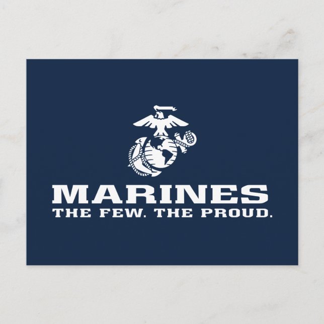 Postal Festiva USMC Los Pocos El Orgulloso Logo Apilado - Blanco (Anverso)