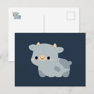 Postal Festiva Vaca Azul Belga