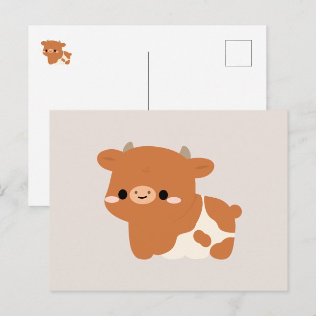 Postal Festiva Vaca Hereford (Anverso / Reverso)