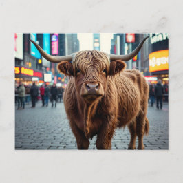 Postal Festiva Vaca Highland en Times Square