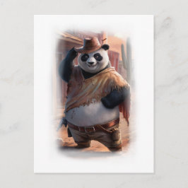 Postal Festiva Vaca Panda Divertido sobre un Fondo Blanco 