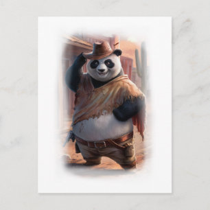 Postal Festiva Vaca Panda Divertido sobre un Fondo Blanco 