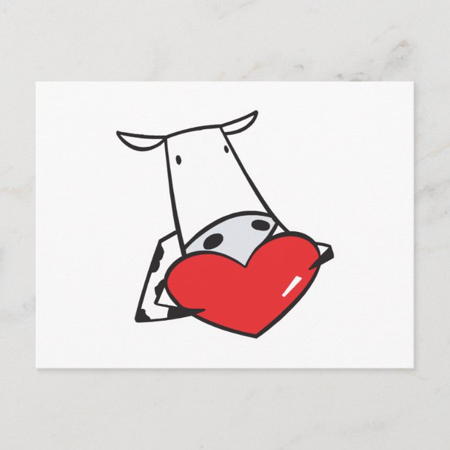 Postal Festiva vaca valentina del corazón (Anverso)