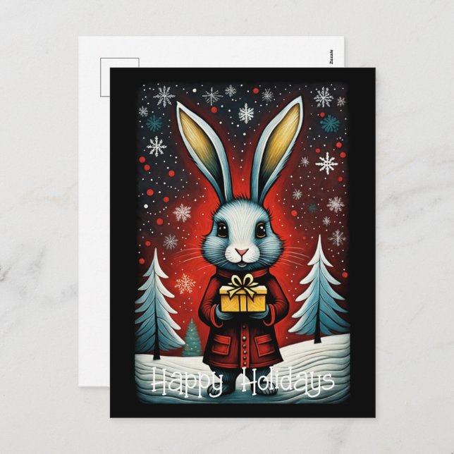 Postal Festiva Vacaciones de los Navidades de Invierno de Santa R (Anverso / Reverso)