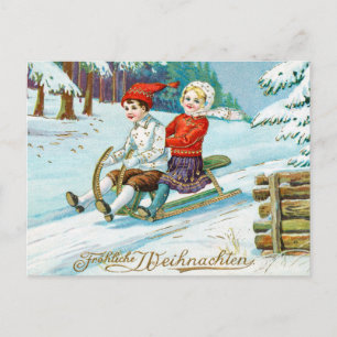 Postal Festiva Vacaciones de nieve de invierno para niños de Navi