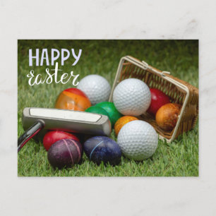 Postal Festiva Vacaciones de Pascua de Golf con pelota de golf so