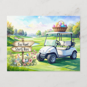 Postal Festiva Vacaciones de Pascua de Golf en campo de golf