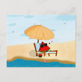 Postal Festiva vacaciones de verano en la playa de sandía