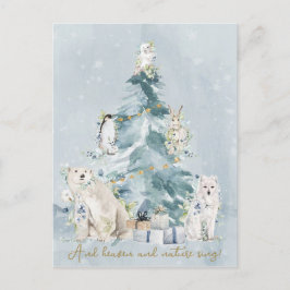 Postal Festiva Vacaciones en árbol navideño