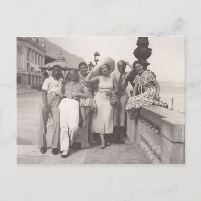 Postal Festiva Vacaciones en Cannes, Francia en los años 30 (Anverso)