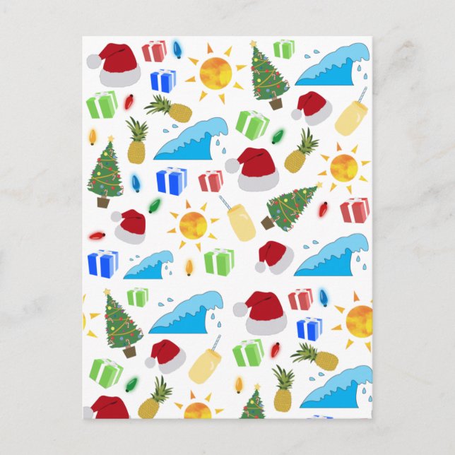 Postal Festiva Vacaciones en la playa de verano para navidades (Anverso)