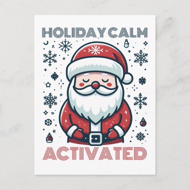 Postal Festiva Vacaciones en personalizable Calm Santa Postcard (Anverso)