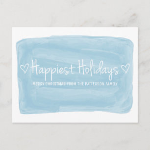 Postal Festiva Vacaciones más felices de la acuarela azul