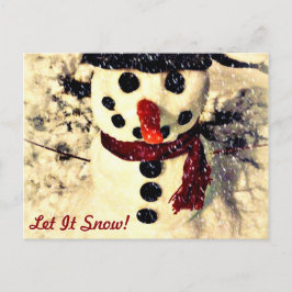 Postal Festiva Vacaciones que dejen que nieve Adorable Snowman
