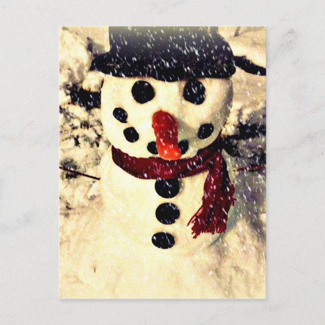 Postal Festiva Vacaciones que dejen que nieve Adorable Snowman (Anverso)