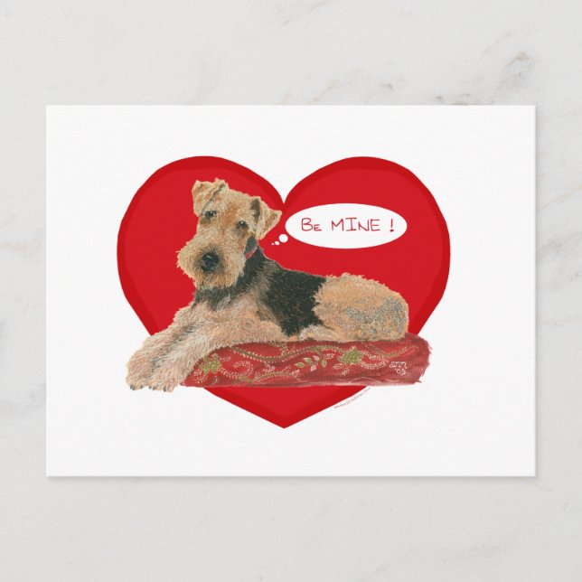 Postal Festiva Valentín de Airedale Terrier (Anverso)