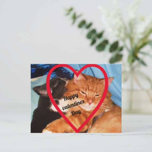 POSTAL FESTIVA VALENTINE CAT LOVE (Anverso de pie)
