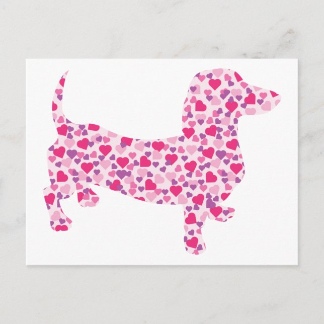 Postal Festiva Valentine Corazones Dachshund (Anverso)