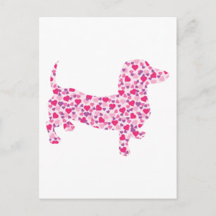 Postal Festiva Valentine Corazones Dachshund