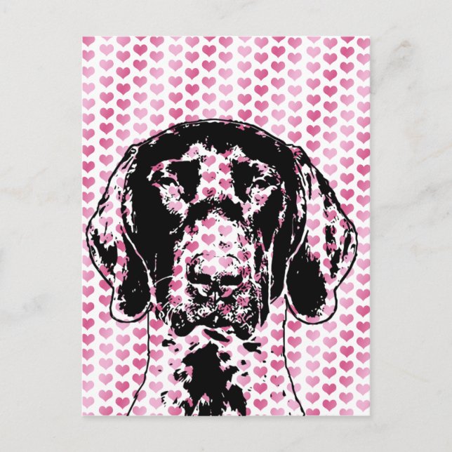 Postal Festiva Valentine German Shorthair Pointer Dog Silhouette (Anverso)