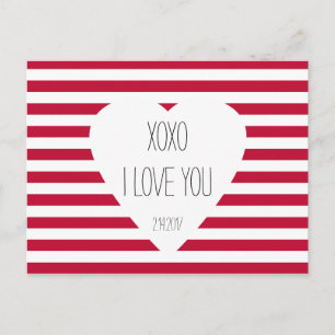 Postal Festiva Valentine I Love You XOXO Love Theme Personalizado