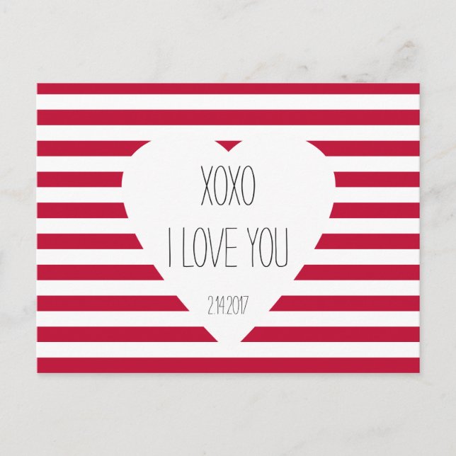 Postal Festiva Valentine I Love You XOXO Love Theme Personalizado (Anverso)