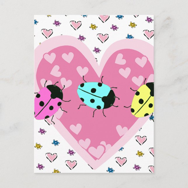 POSTAL FESTIVA VALENTINE LADYBUGS (Anverso)
