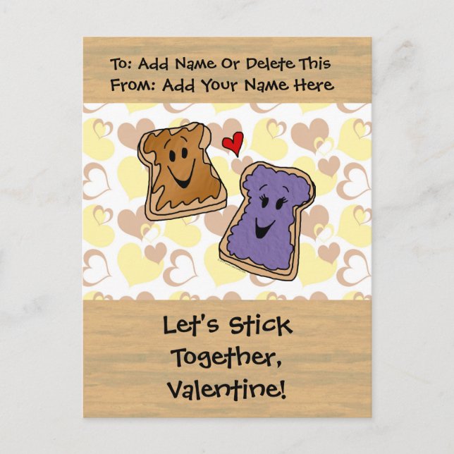 Postal Festiva Valentine Peanut Butter y Jelly (Anverso)