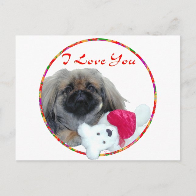 Postal Festiva Valentine pekingese (Anverso)