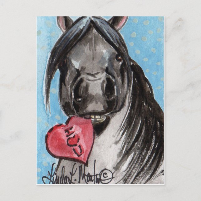 Postal Festiva Valentine Pony Postcard Black (Anverso)
