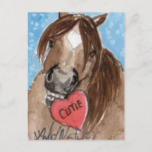 Postal Festiva Valentine Pony Postcard Brown