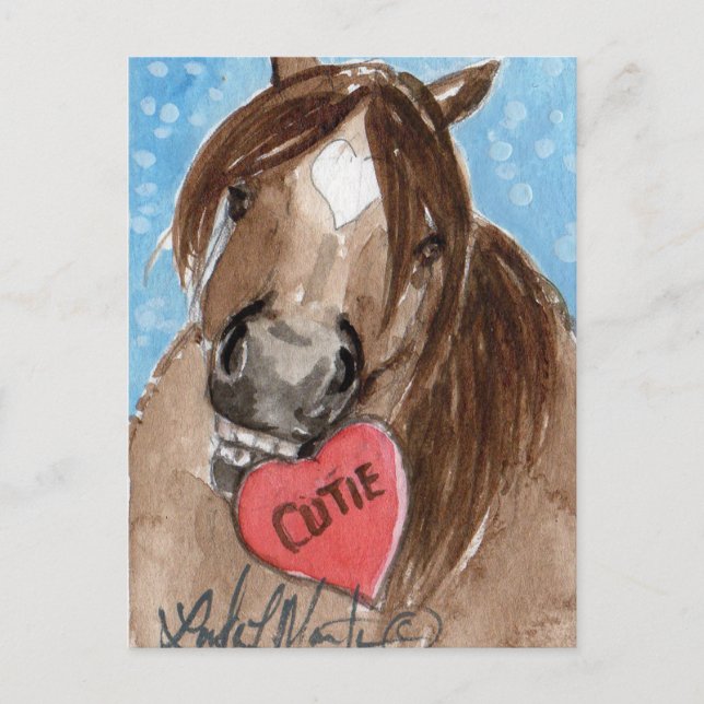 Postal Festiva Valentine Pony Postcard Brown (Anverso)