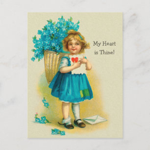 Postal Festiva Valentine Sweet little girl Forget-me-nots CC1255 