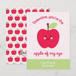 Postal Festiva Valentines de clase Cute Apple