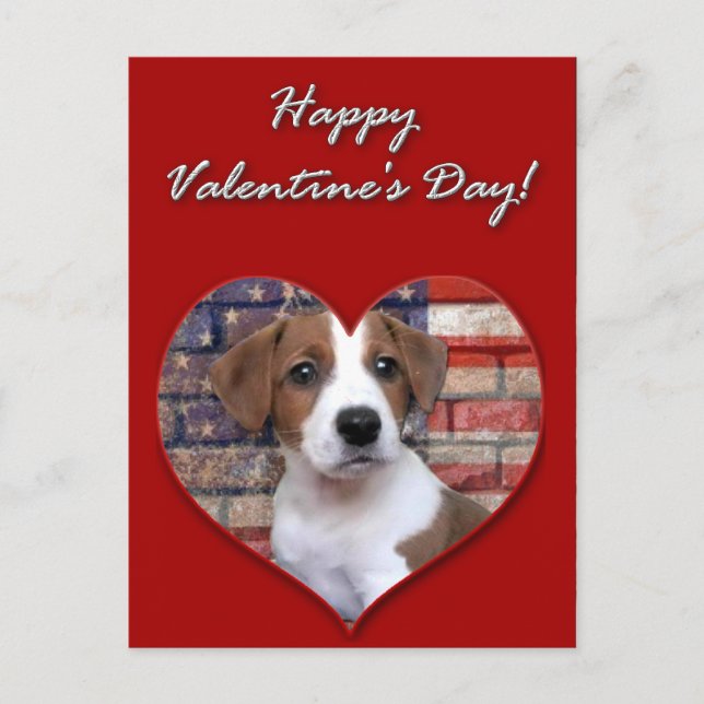 Postal Festiva Valentine's Jack Russell Terrier card (Anverso)