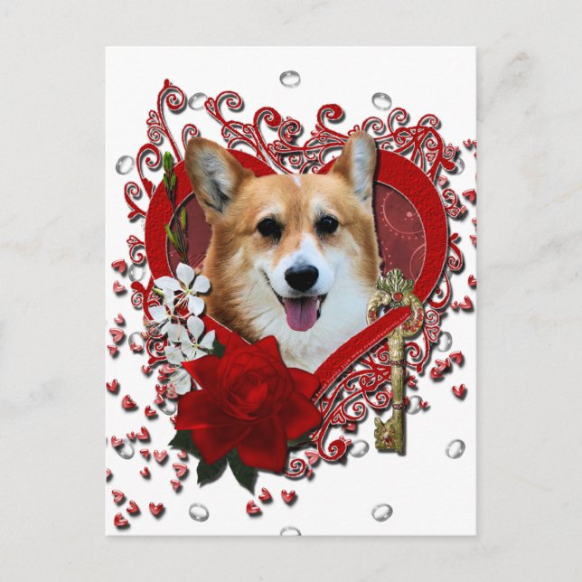 Postal Festiva Valentines - Key to My Heart - Corgi - Owen (Anverso)