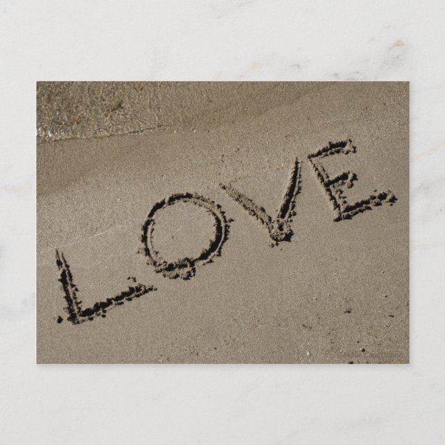 Postal Festiva Valentines Love Written on the Sand (Anverso)