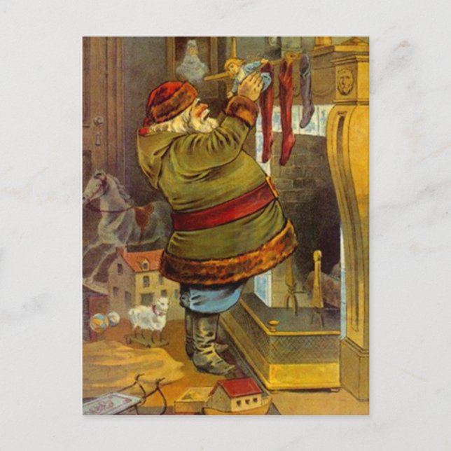 Postal Festiva Vallas de relleno de madera rústica de Santa Vieja (Anverso)