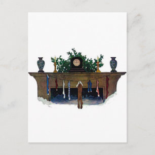 Postal Festiva Vallas vintage de Nochebuena